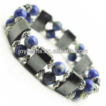 Magnetic Hematite Space Bracelet with alloy and 8MM Sodalite Round Beads